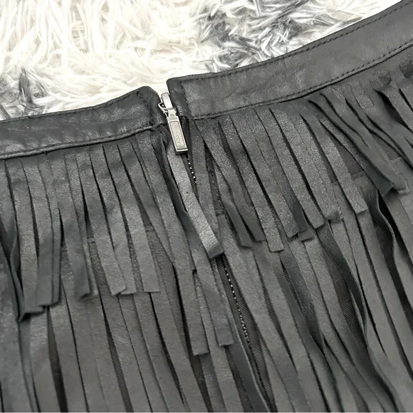 Boston Proper Genuine Leather Fringe Skirt - Picture 5 of 9